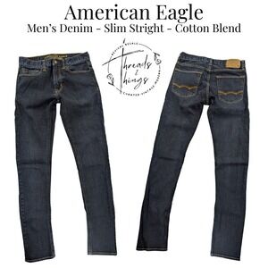 American Eagle Jeans Mens 29 x 34 Slim Straight Dark Wash Core Flex Denim y2k